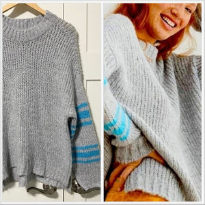 Aerie gray mohair wool blend oversized long sleeve sweater size small
